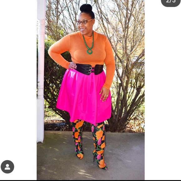 Anne Michelle Floral Thigh High Boots - Picture 4 of 7